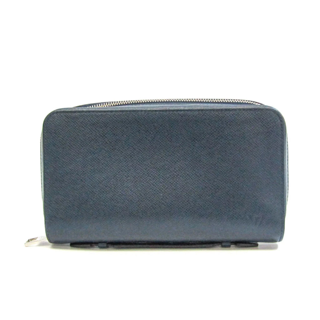 Second-Hand Louis Vuitton Taiga Zippy Xl M64019 Men'S Taiga Leather Long Wallet (Bi-Fold) Navy Navy (Good)