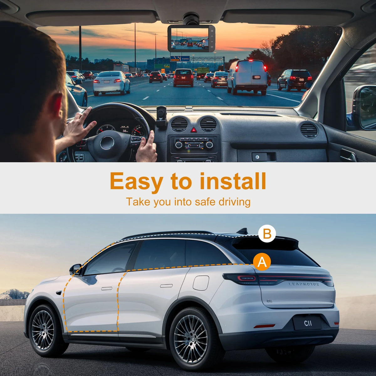 HD Parking and and Mode Car with Vision, Full Recording 3'' and Front Cam Dash G-Sensor, GPS, Loop 4K 24H GCZ Rear and Night For Touchscreen with IPS Dashcam WiFi