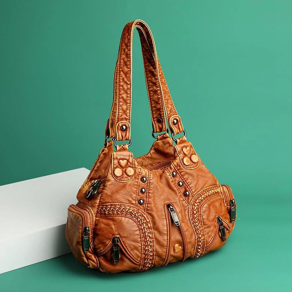 Vintage Shoulder Bag Large Capacity Adjustable Strap Presents Pu Leather Clutch Purses Tote Bags For Traveling Cosmetic Daily Use Ladies Brown