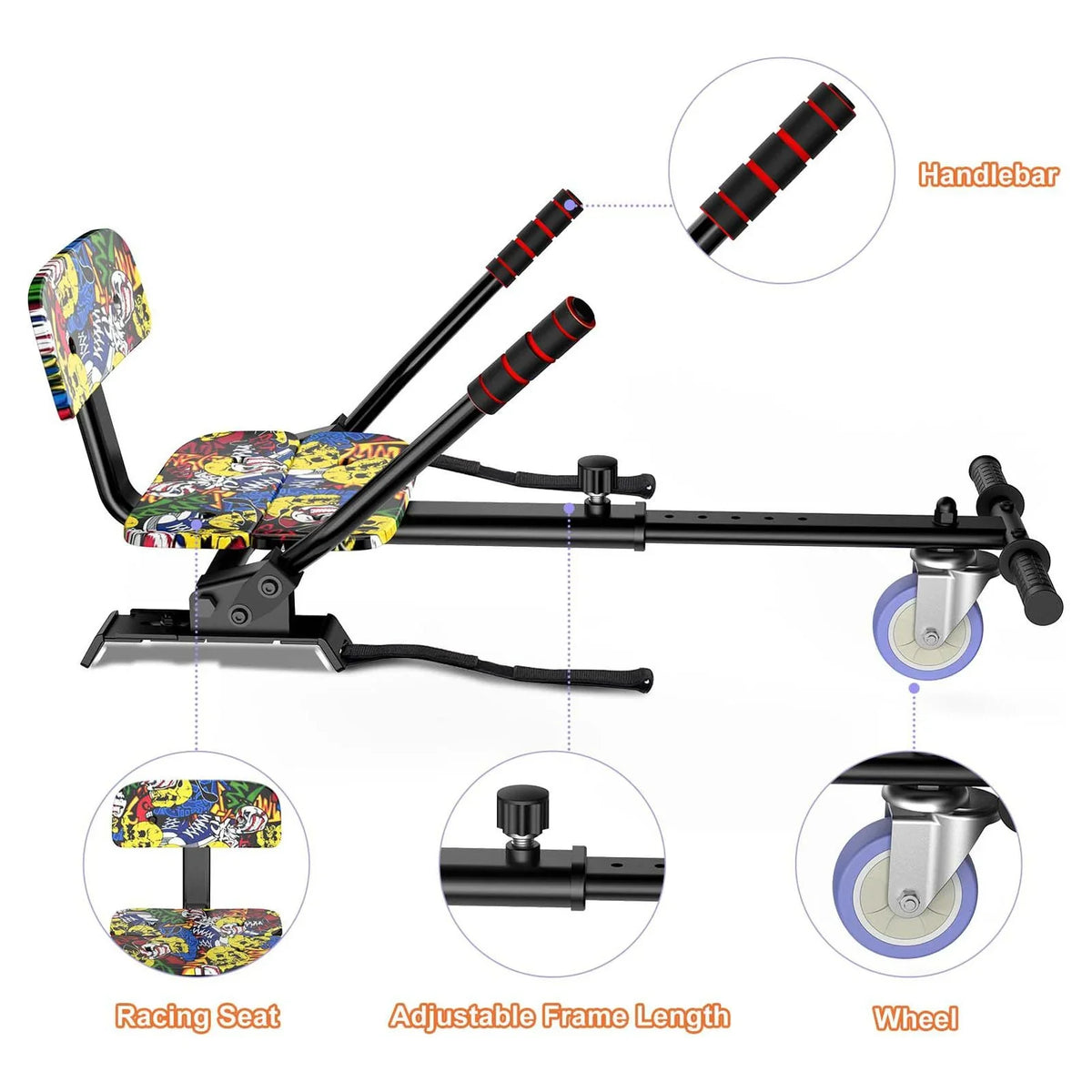 Accessories, 10" Hoverboard Hoverboards Seat 6.5"/ Adjustable Kids, Compatible with Attachment, for Graffiti Hoverboards 8"/