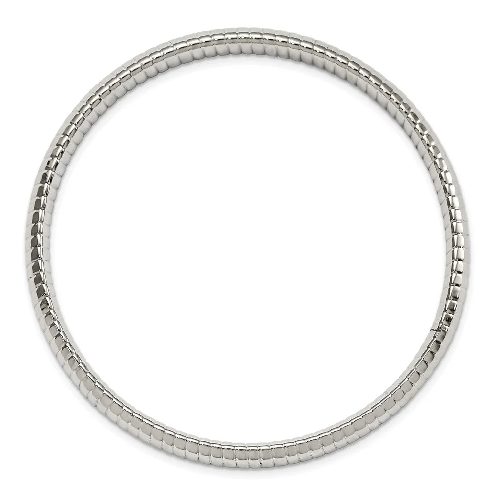 Hollow and in Chisel mm Textured Bangle Polished Stainless 7 Women's Steel Bracelet 8