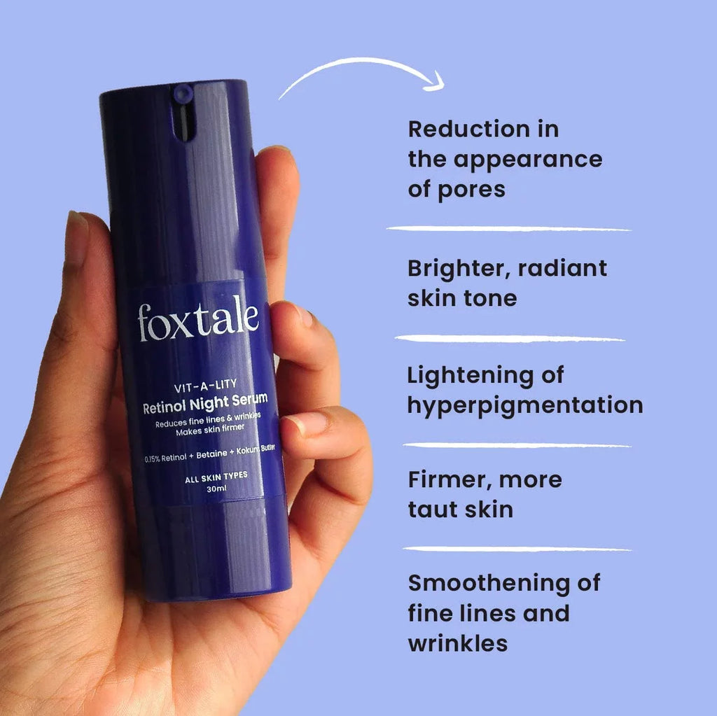 wrinkles | Lift | Beginner Purg Tightening Friendly and Anti fine Foxtale | Retinol Serum | Face Ageing for Reduces Night No Cream 0.15% Retinol Night lines and