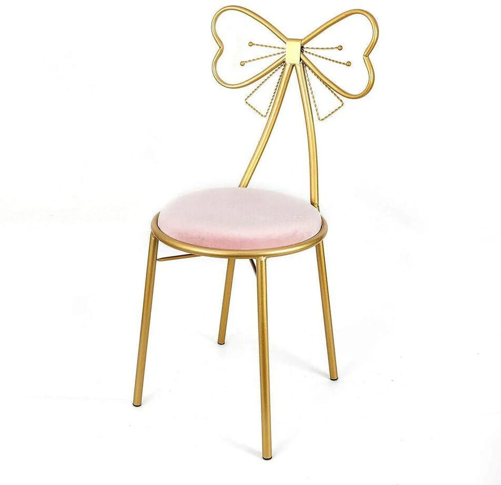 Monipa Golden Butterfly Backrest Chairs Modern Vanity Stool With Cushioned Back Vanity Chair Pink Princess Chair Girls Ladies Creative Makeup Stool Art Leisure Chair Seat For Bedroom, Dining Room