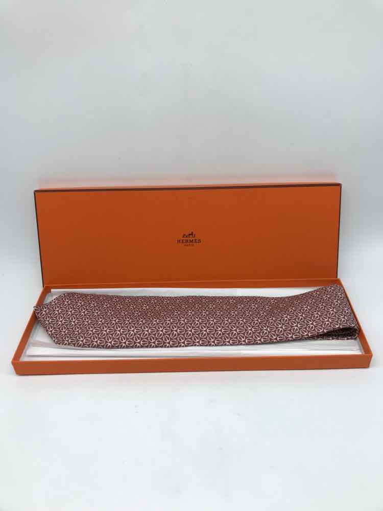 Silk Tie Red Men's Pre-Owned Printed Hermes