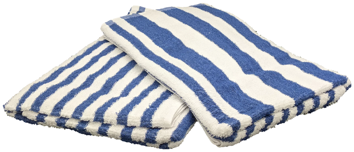 6 Pack Poolside Beach Pool Spa Towels Striped Blue/White 100% Ring Spun Cotton 30" X 60"