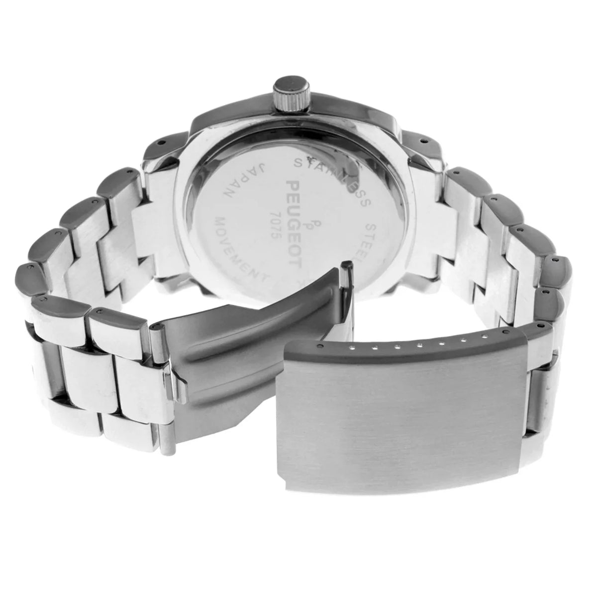 Silver Bracelet Women's Oversized Watch All Metal 7075S Crystal with Peugeot Boyfriend Swarovski Bezel Link
