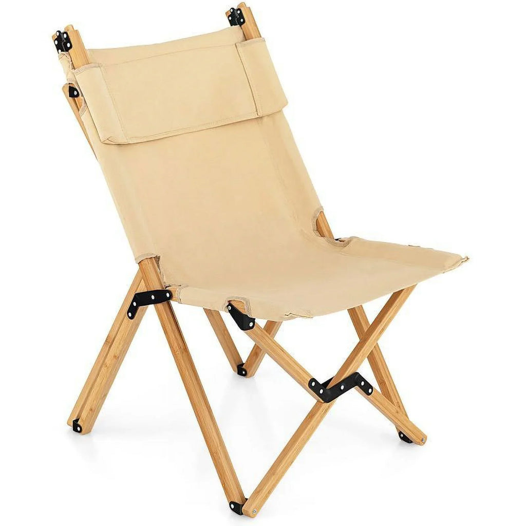 Bamboo Frame Folding Camping Chair - 21.0 - Enjoy Comfort And Convenience On Your Outdoor Adventures!
