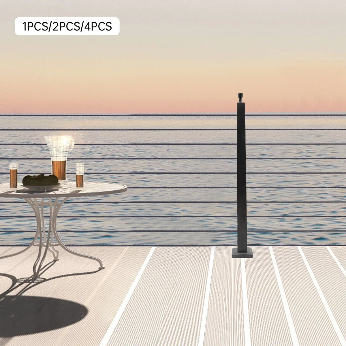 36"*2"*2" Cable Railing Post Adjustable Top Level Drilled Post Level Line Post Top Mount Stainless Steel Black Finish Wood Concrete Level Deck