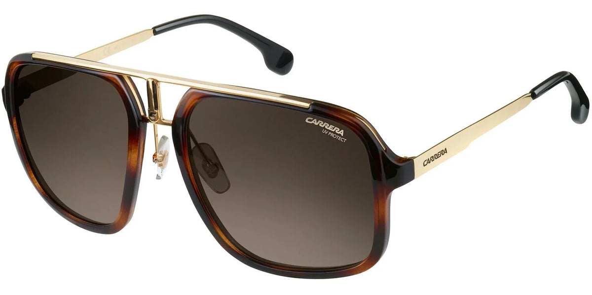 Carrera Men'S Havana/Gold-Tone Navigator Sunglasses - Ca1004S-02Ik-Ha