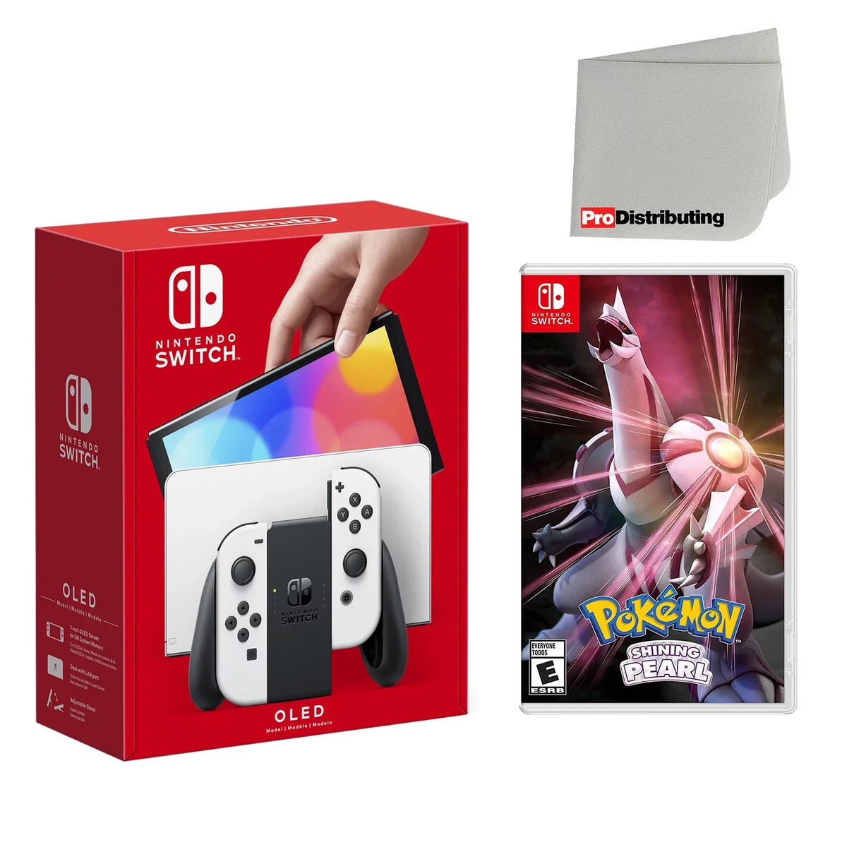 Cloth White Console OLED Pokemon Nintendo with Shining Pearl and Switch Cleaning Screen