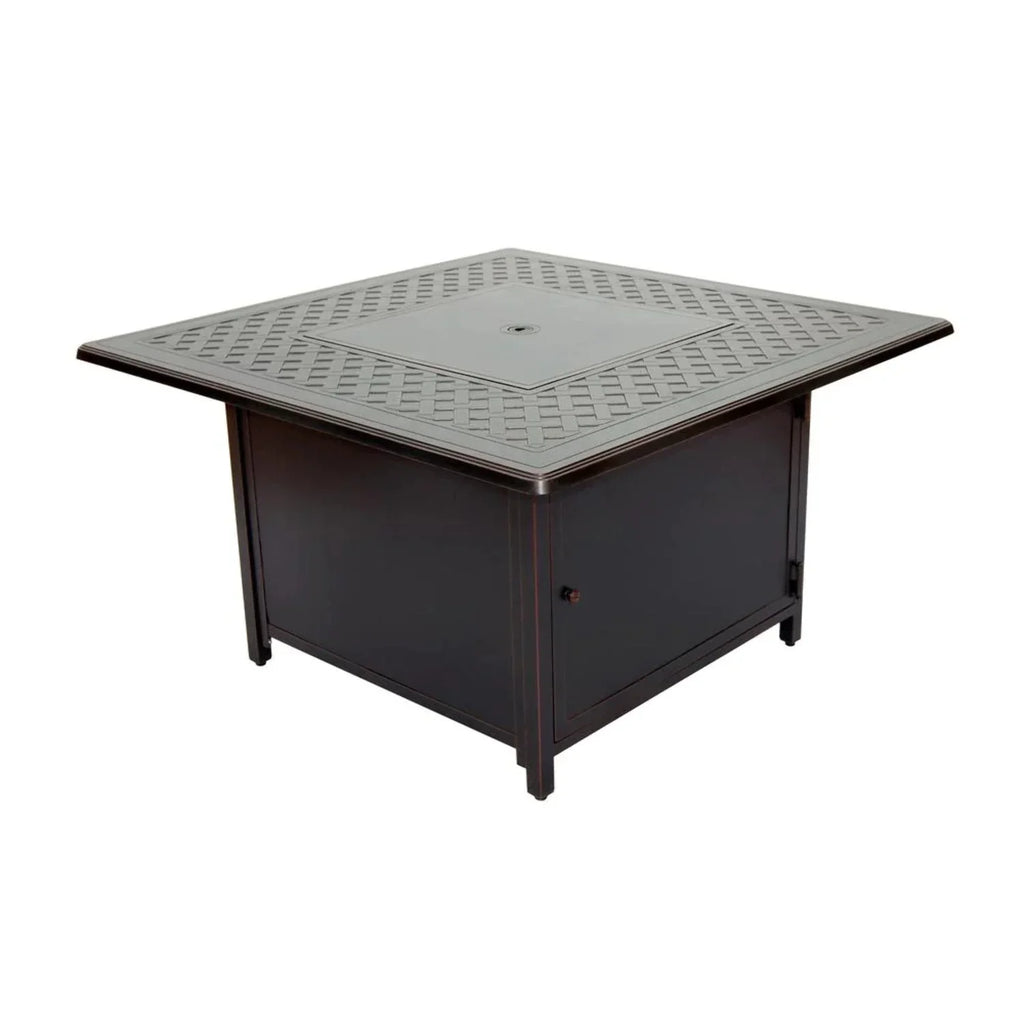 Gray Topaz Aluminum Fire Heron Alfresco Chat Home Gas Table in 42" Square Pit