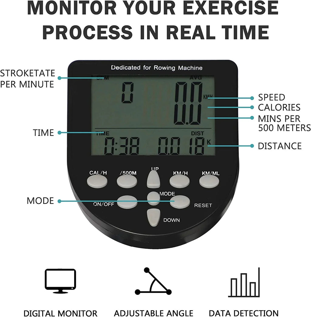 With For liquid Adjustable liquid Traiig Resistace Home Body Exercise Rower Moitor Equipmet Gym Machie Idoor Whole Rowig LCD