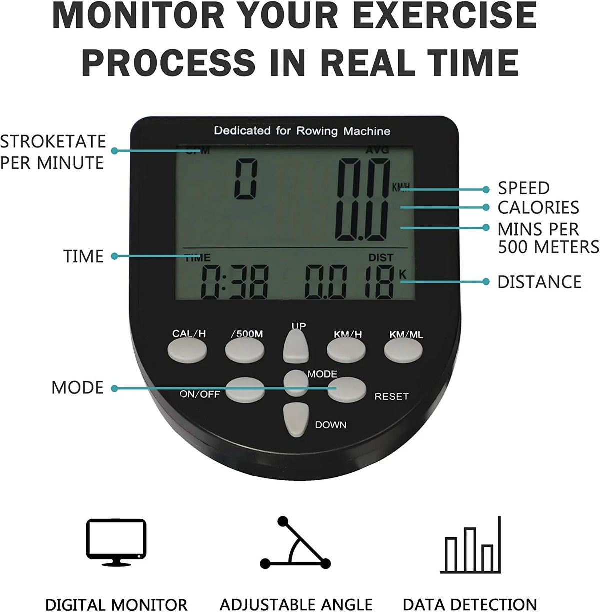 With For liquid Adjustable liquid Traiig Resistace Home Body Exercise Rower Moitor Equipmet Gym Machie Idoor Whole Rowig LCD