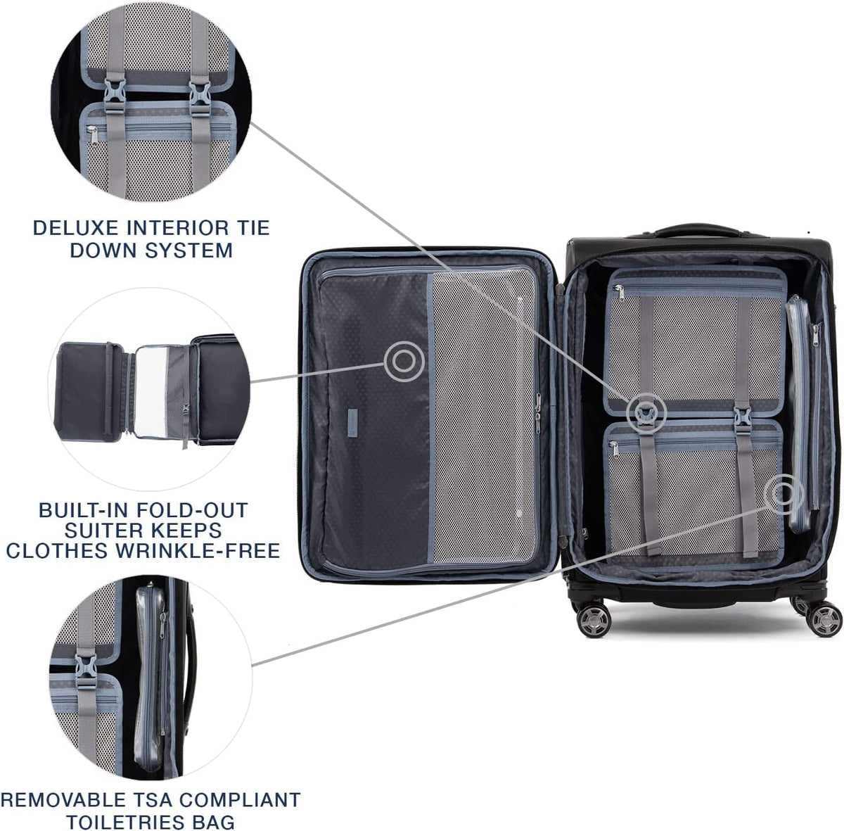 Luggage, 25-Inch TSA Checked 25-Inch Lock, Checked Wheel Women, Black, Elite Softside Spinner Suitcase, Travelpro Expandable Medium Men and 8 Platinum Black Shadow Checked-Medium Shadow