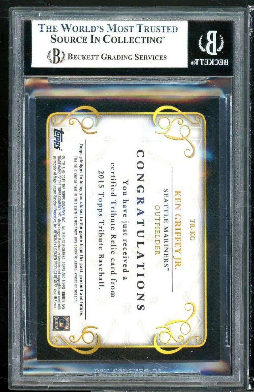 Ken Griffey Jr. Card 2015 Topps Tribute Relics Green #Trkg Bgs 8.5 (8 9 9 9)