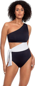 Lauren BLACK Cutout Ralph One-Piece Swimsuit, One-Shoulder 14 US