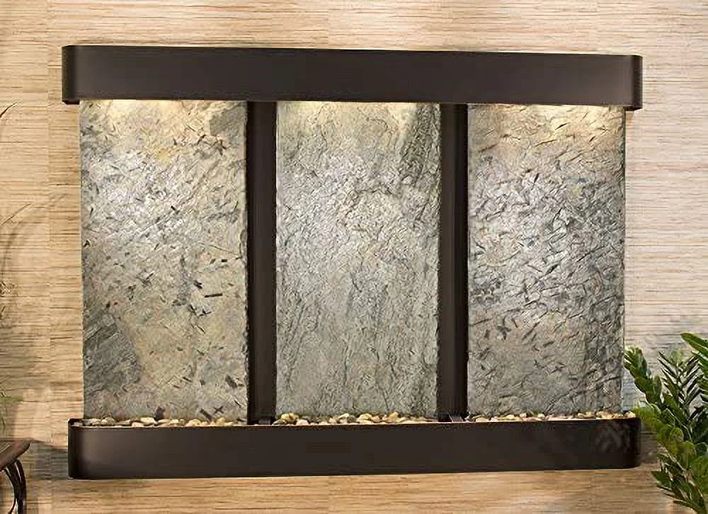 Adagio Ofr1502 Olympus Falls Round Wall Fountain - Blackened Copper-Green Natural Slate