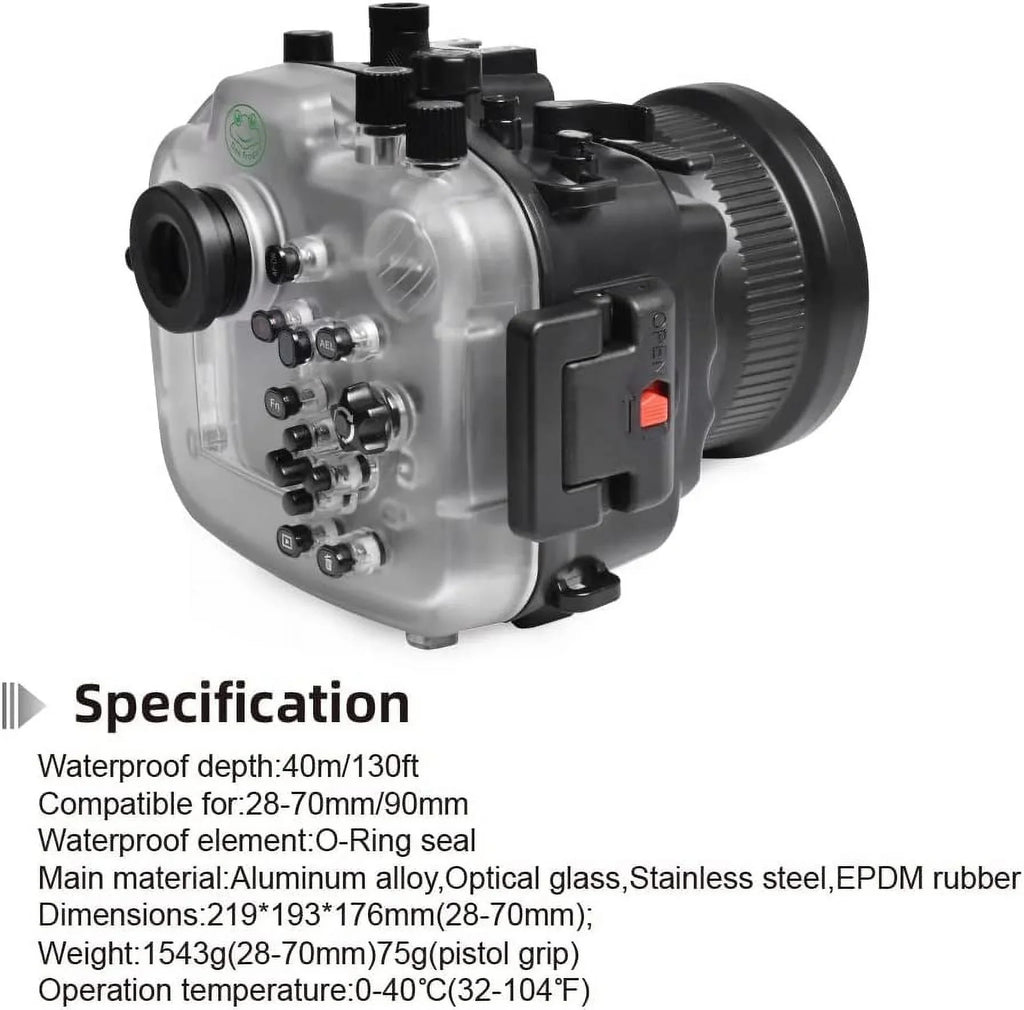 for with F4 F4 Lens-Black F1.8 A7R Housing 50mm GM Seafrogs IV 16-35mm 85mm 24-70mm Camera 40M/130FT 28-70mm F1.8 Underwater Compatible 24mm F1.4