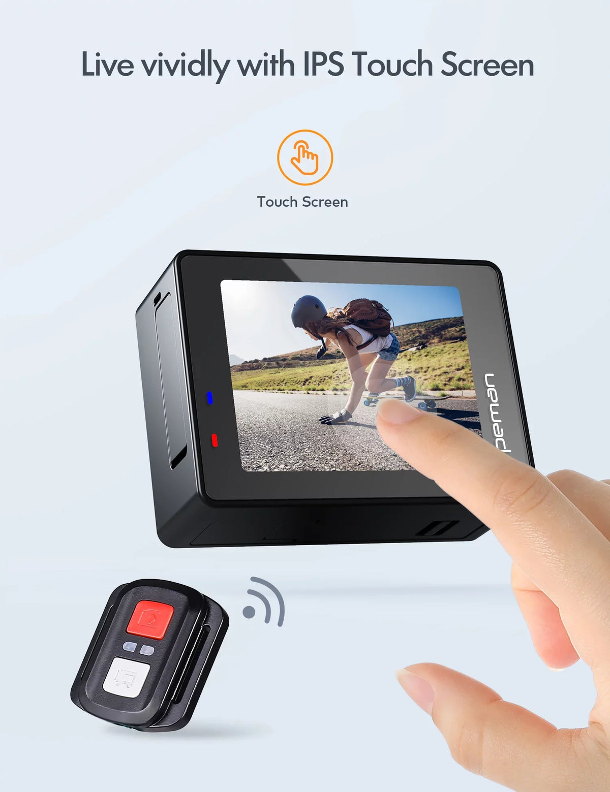 Dual Touchscreen WiFi 4K HD Sports Batteries Camera A100s 20MP APEMAN Action 40M Ultra 50fps mAh 1350