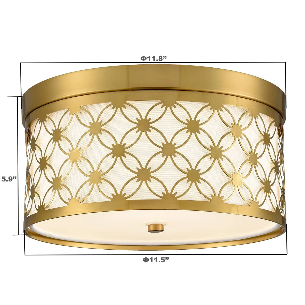 Modern Fabric with Ceiling Light Fixtures Drum Brushed Shade Gold White