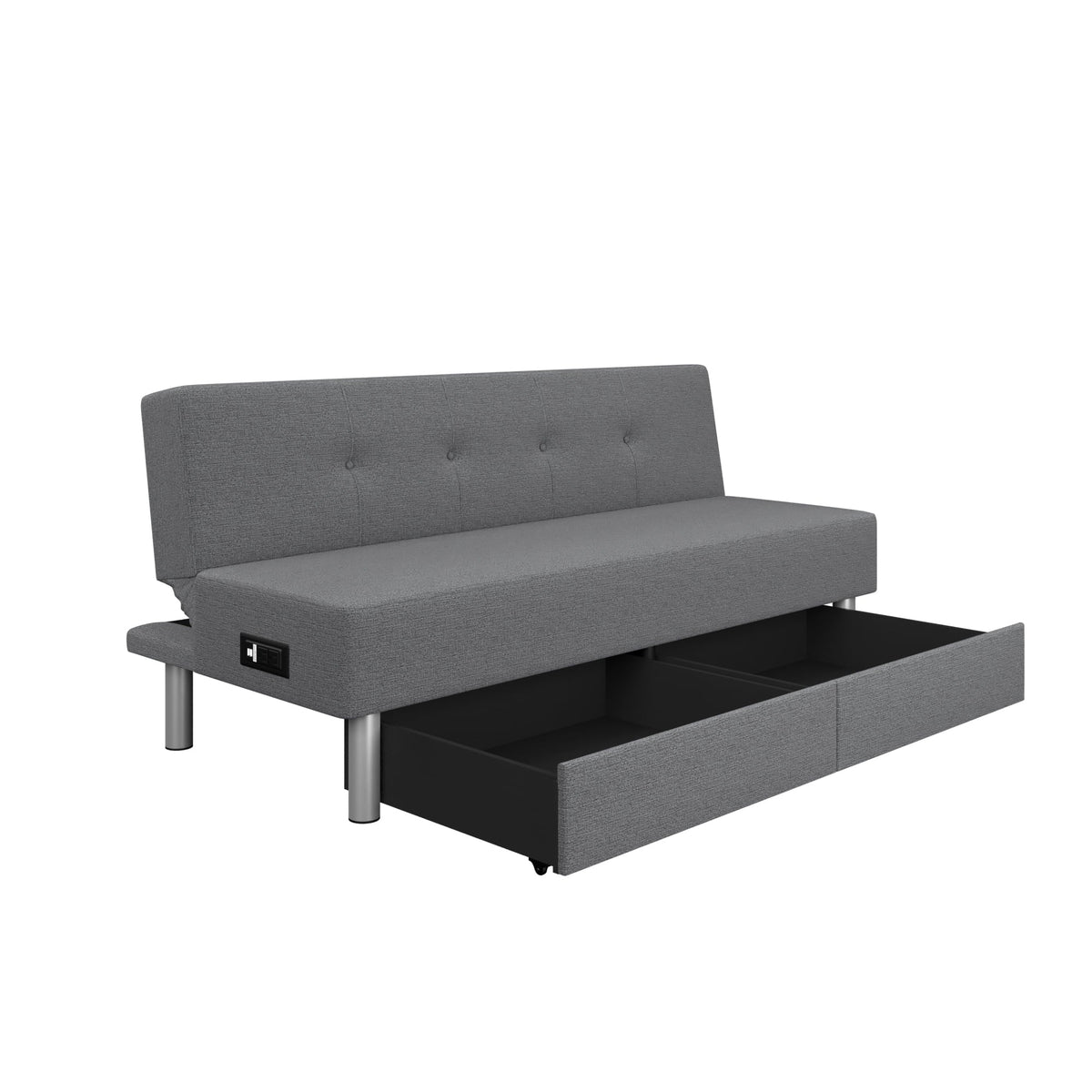 Fabric with and Serta Windsor Storage Power, Gray Futon