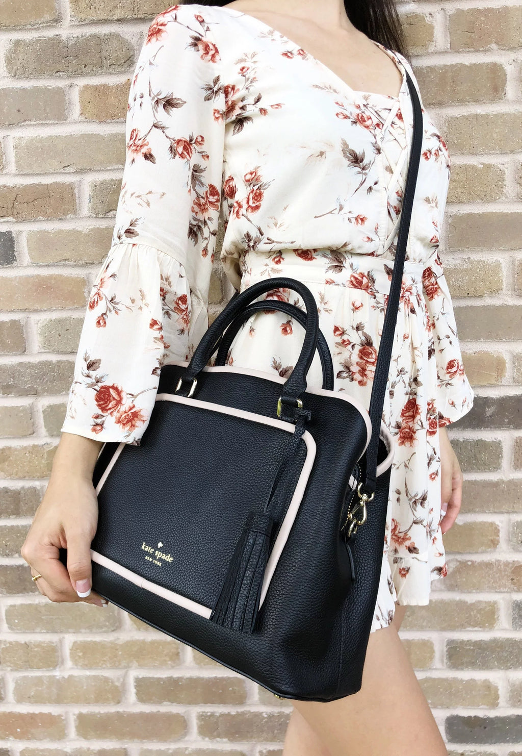 Tassel Crossobody Evangelie Black Satchel Place Kate Ward Bag Spade