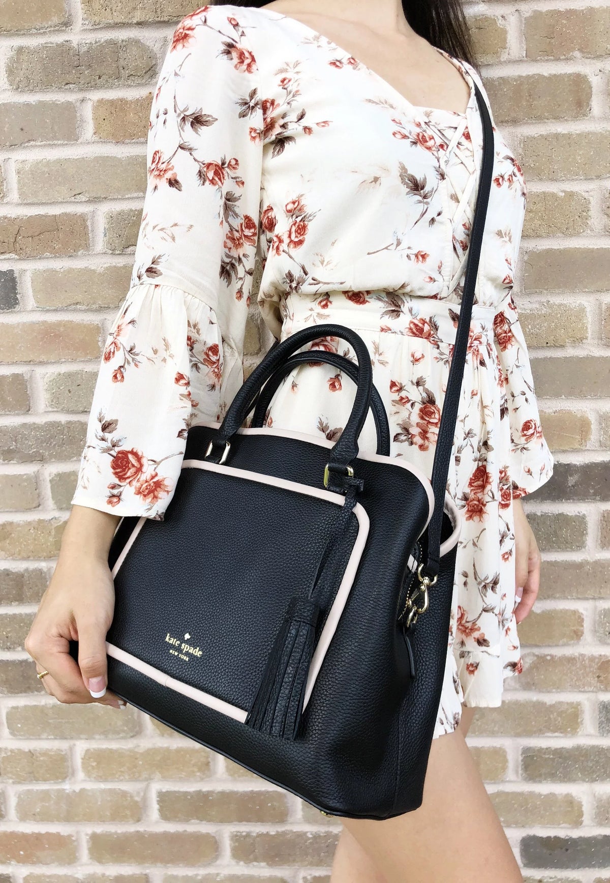 Tassel Crossobody Evangelie Black Satchel Place Kate Ward Bag Spade