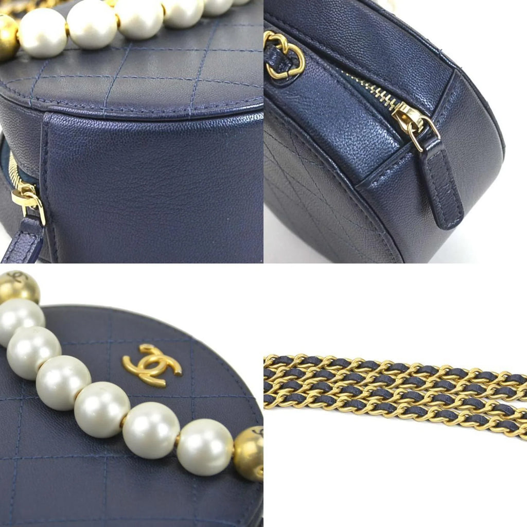 Leather/Metal/Fake Women's (Good) Crossbody Coco Pearl Pre-Owned Navy/Gold/Off-White Mark Shoulder Bag Pochette