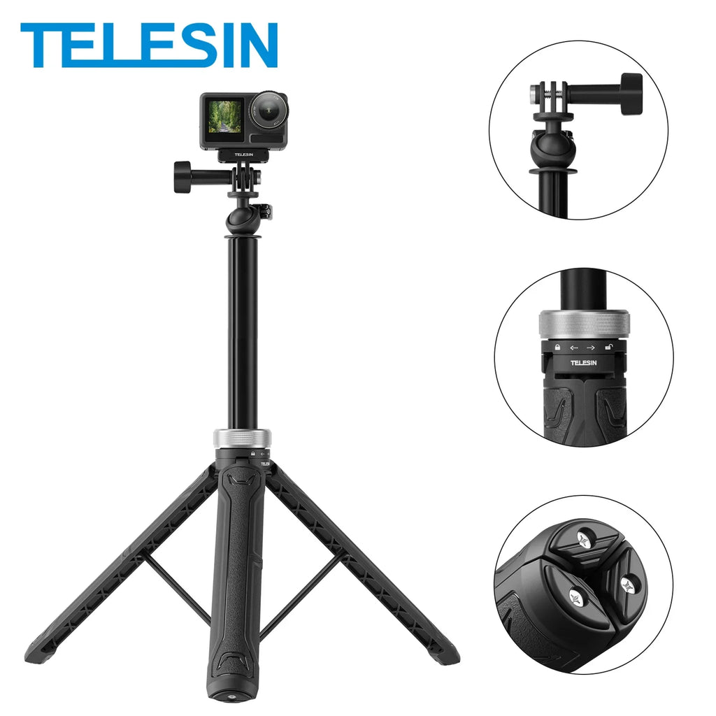 Selfie Action Selfie 360° 5 12 9 Foldable 11 GoPro 1.5M Stick Tripod 8 Stick 7 DJI For 10 Hero Rotation Insta360 Osmo 6