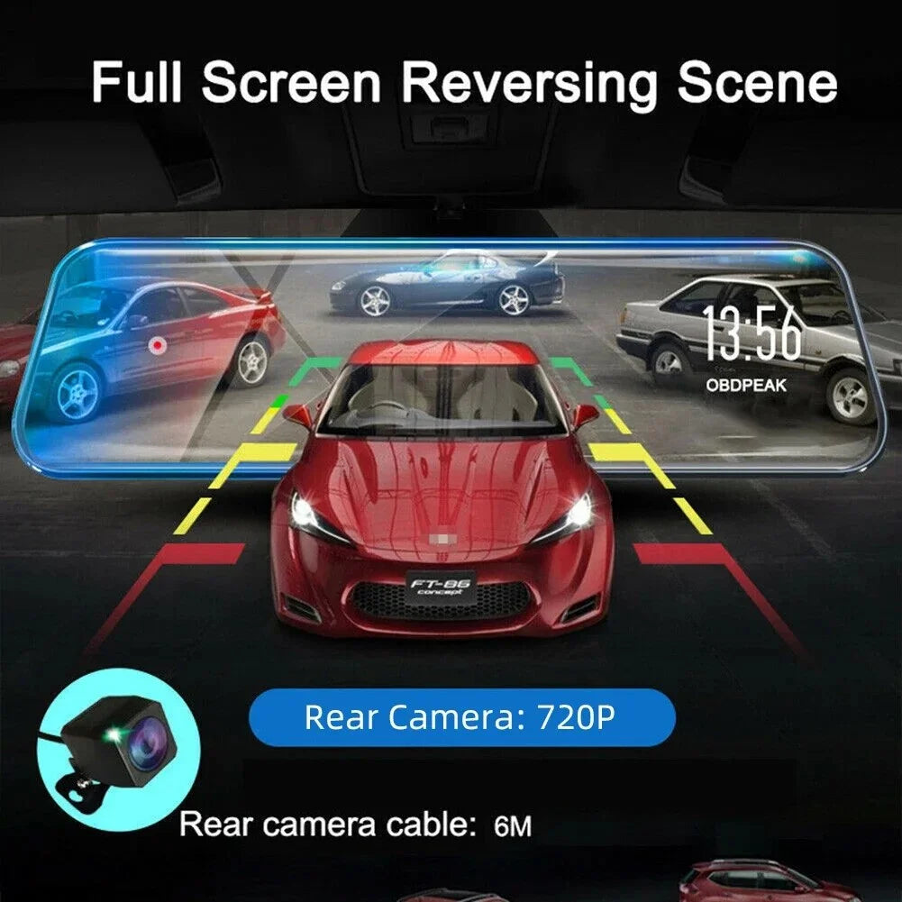 For Hd Car Dvr Front Rear Dual Cam 10-Inch Touch Screen Rearview Mirror Video Recorder Dashcam Dropshipping