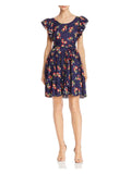 Cut + Out Navy Neck Womens Scoop Floral Fit JILL Back Sleeve outfit Cap STUART L Short Flare
