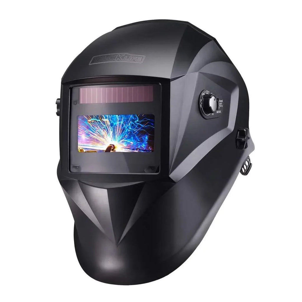 Tacklife Welding Helmet Solar Power Auto Darkening, Optical Class (1/1/1/1), Full Shade Range 3/4-8/9-13, 6Pcs Replacement Lenses, Grinding Feature For Tig Mig Mma Plasma - Pah04D New
