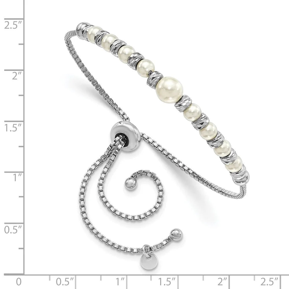 Glass D/C Auriga Bracelet RH-plated Beads Silver Adjustable Pearl Women 925 for Sterling