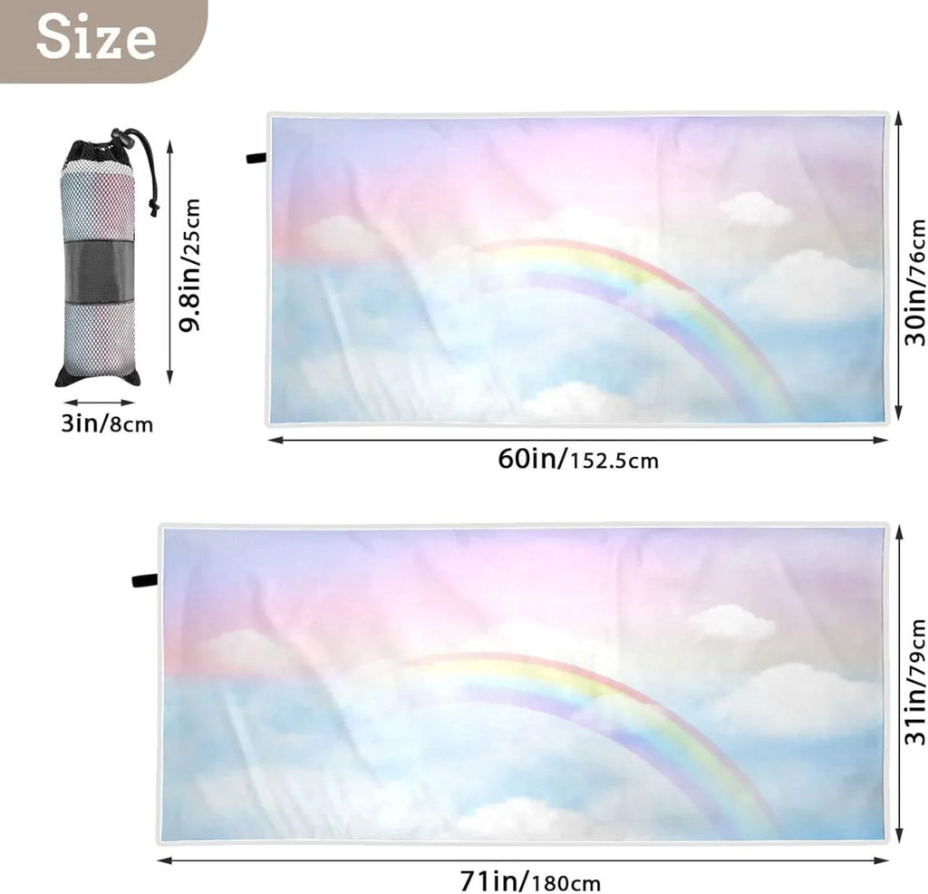 Bestwell - for Beach Sky Holiday（294） Lightweight Rainbow Camping Towel Compact Towel Absorbent Swimming Oversized Magical Super Quick Travel Dry - Towels