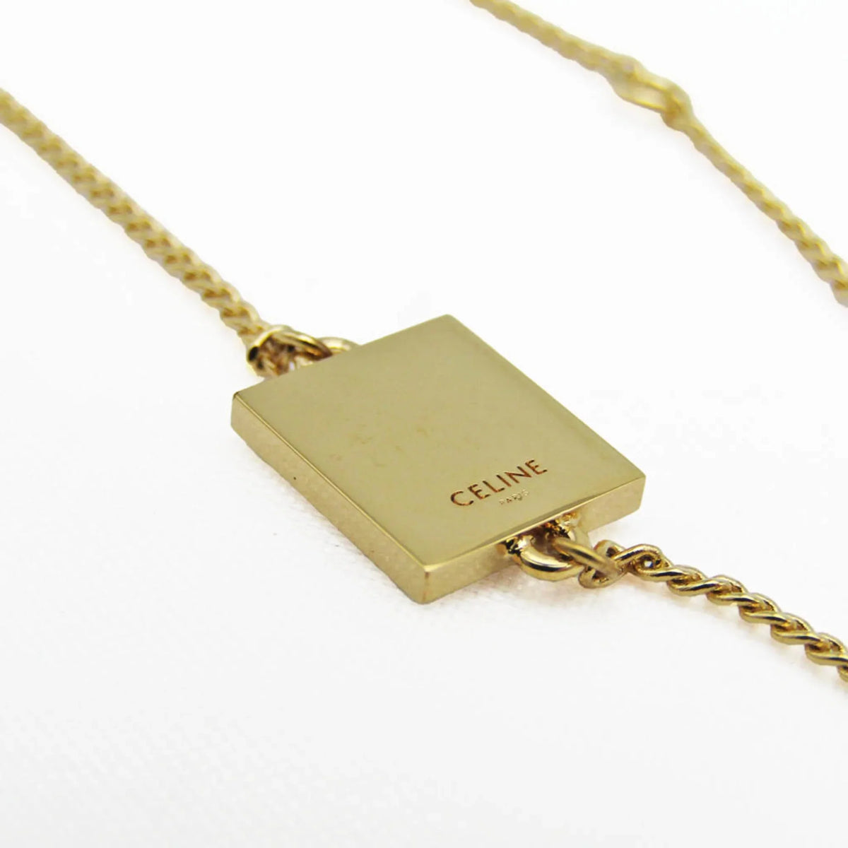 Used Celine Alphabet P 46B0 6Bra Metal No Stone Charm Bracelet Gold (Good)