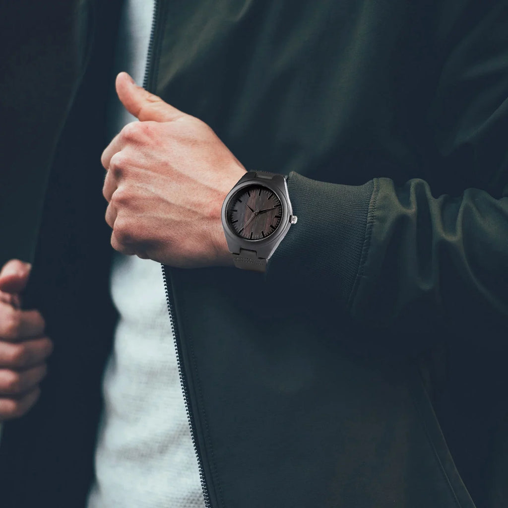 Zisugp Custom Name Wood Watch Wooden Quartz Date Display Men'S Wristwatch Gift For Men Gw-M5610-1Bjf