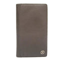 Pre-Loved Chanel Chanel Here Mark Bi-Fold Long Wallet Metallic Lambskin Gray No. 11 With Seal (Fair)