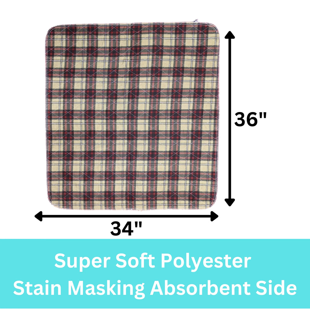 4 Pack Bed Pad Washable Incontinence Underpad - Absorbent Urinary Protection 34 X 36