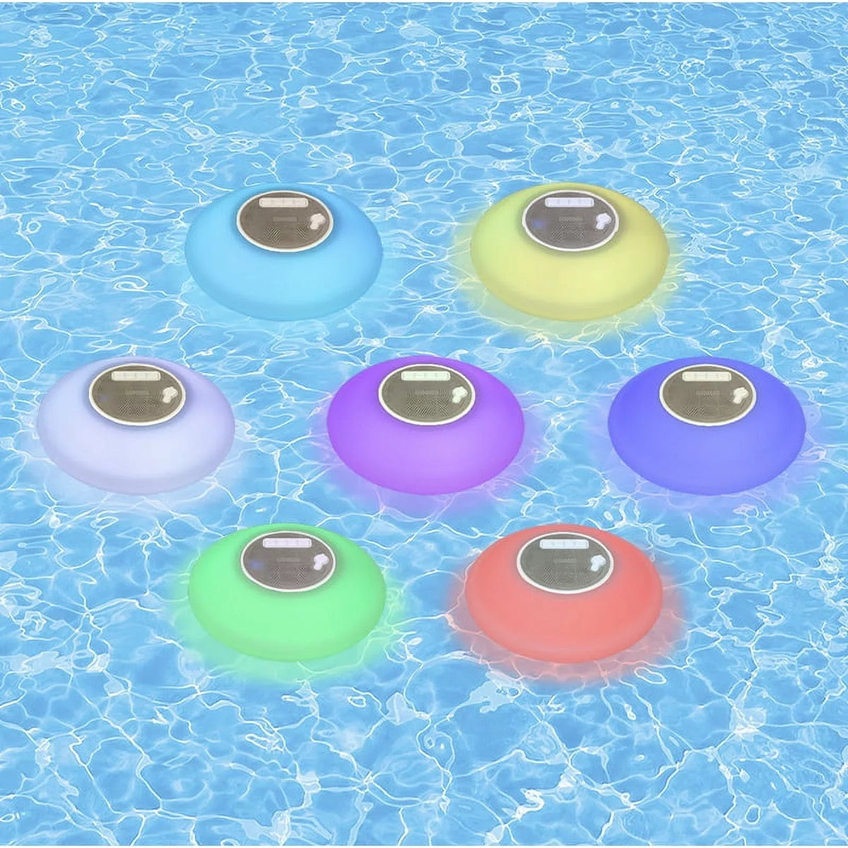 LED Functionality Speaker Display Phone Multi-Light Swimming Backlight - Portable Pools, with Outdoors Bluetooth for Waterproof Color 7 Lakes, Call Floating Poolmaster