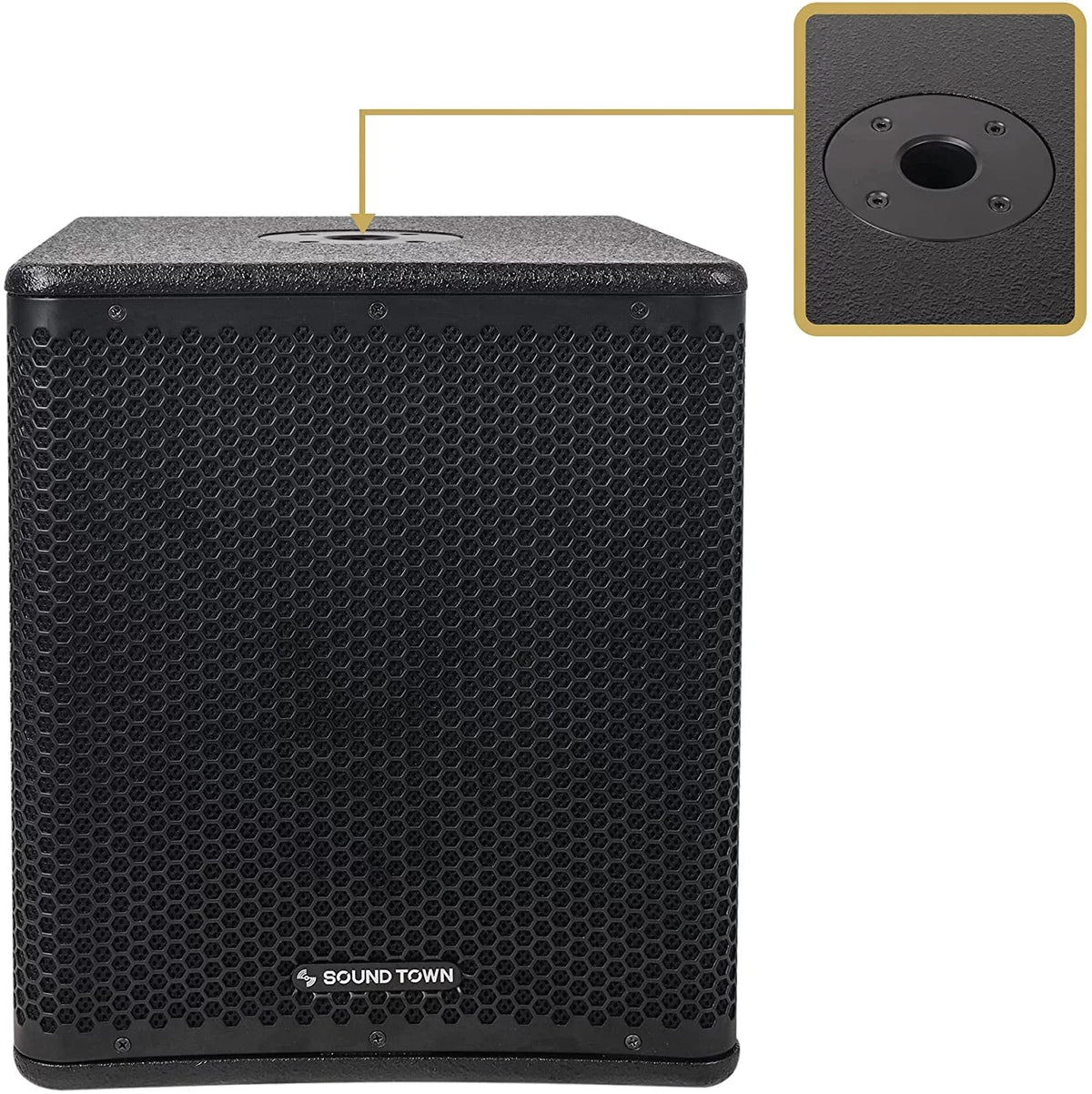 Black Class-D (OBERON-15SPW) Voice Magnet, PA/DJ 1400W 15" DSP Selectable oz Town 4" OBERON Coil, Sound Amplifier, 100 Subwoofer Birch Output Series LPF and Powered with Plywood, Modes,