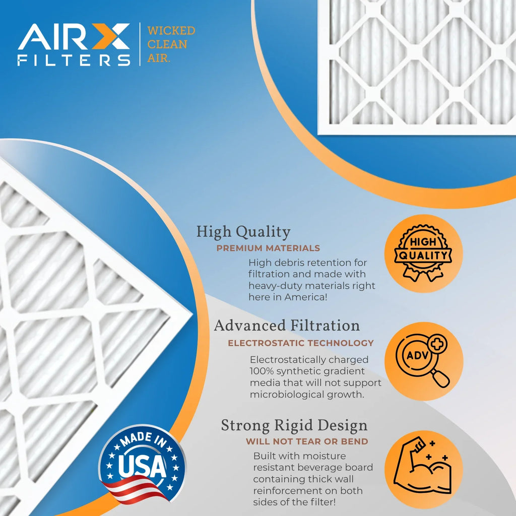 FPR MPR HVAC Air Made Filters Conditioner & AIR. USA FILTERS CLEAN 14x25x2 Air Premium Comparable 1200 AIRX by Filter Furnace MERV to Electrostatic 7 Pleated MPR Filter WICKED 11 Pack 1000, 6 14x25x2