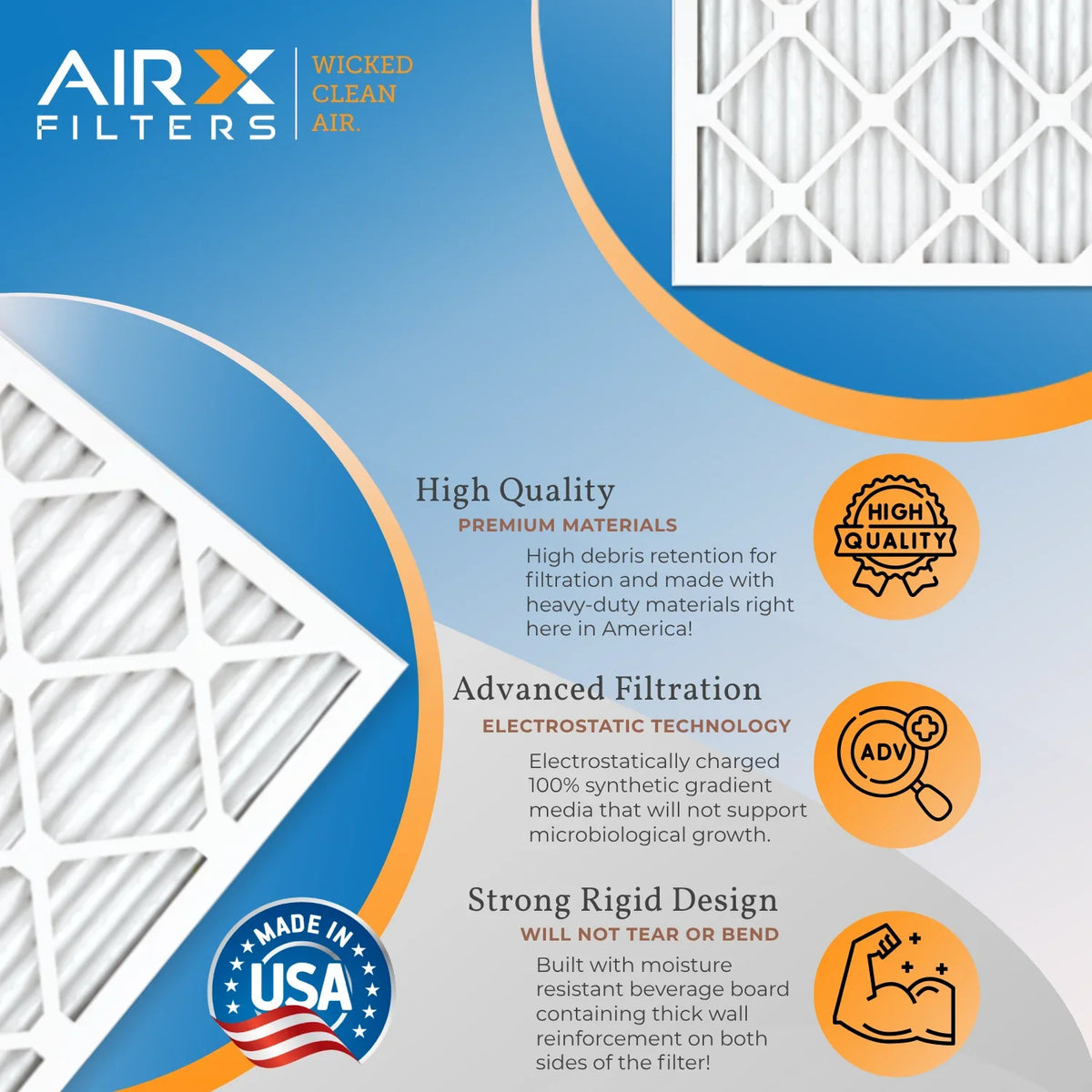'- 24x30x1 AIRX FILTERS Made WICKED FPR 8 Rating, 700 & Furnace in by MERV MPR Comparable 12 Filter USA of to Air 5 Filters CLEAN AIR. Pack