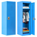 48" Kids Locker Cabinet, Daycare Metal Coat Locker W/Hanging Rod & Shelf For Kids Room Bedroom School Classroom, 2-Tier Storage Locker W/ 2 Keys For Toys, Clothes, Sports Gear