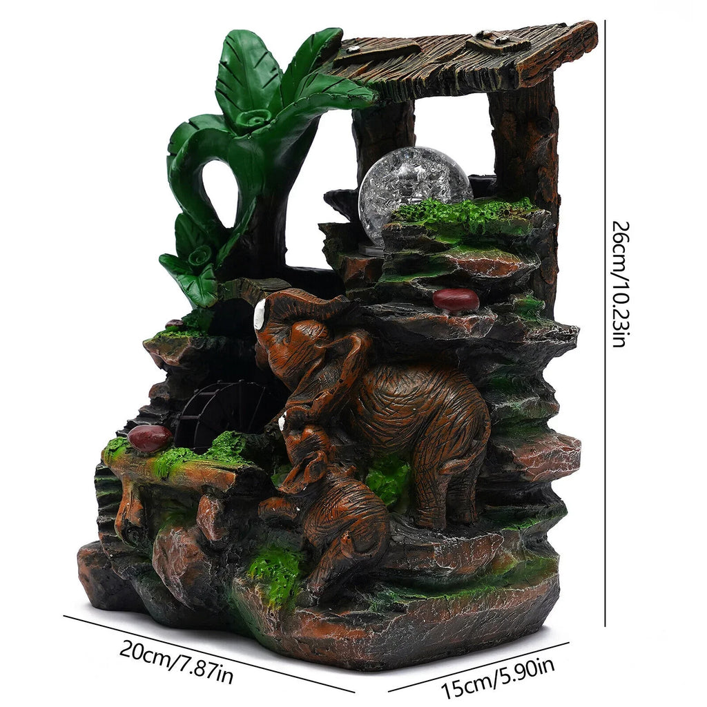 Tabletop Water Fountain With Led Rolling Ball Feng Shui Waterfall Fountain Home Indoor Water Fountain Led Lamp Tabletop Resin Rockery Fengshui Waterfall Decor