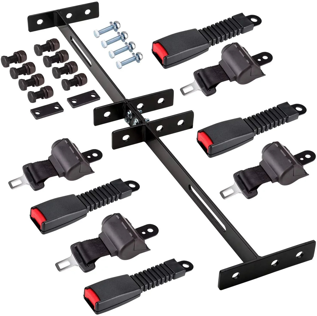 10L0L Golf Cart Seat Belts & Bracket Kit For Yamaha Ezgo Club Car 4 Seater Cart, Black