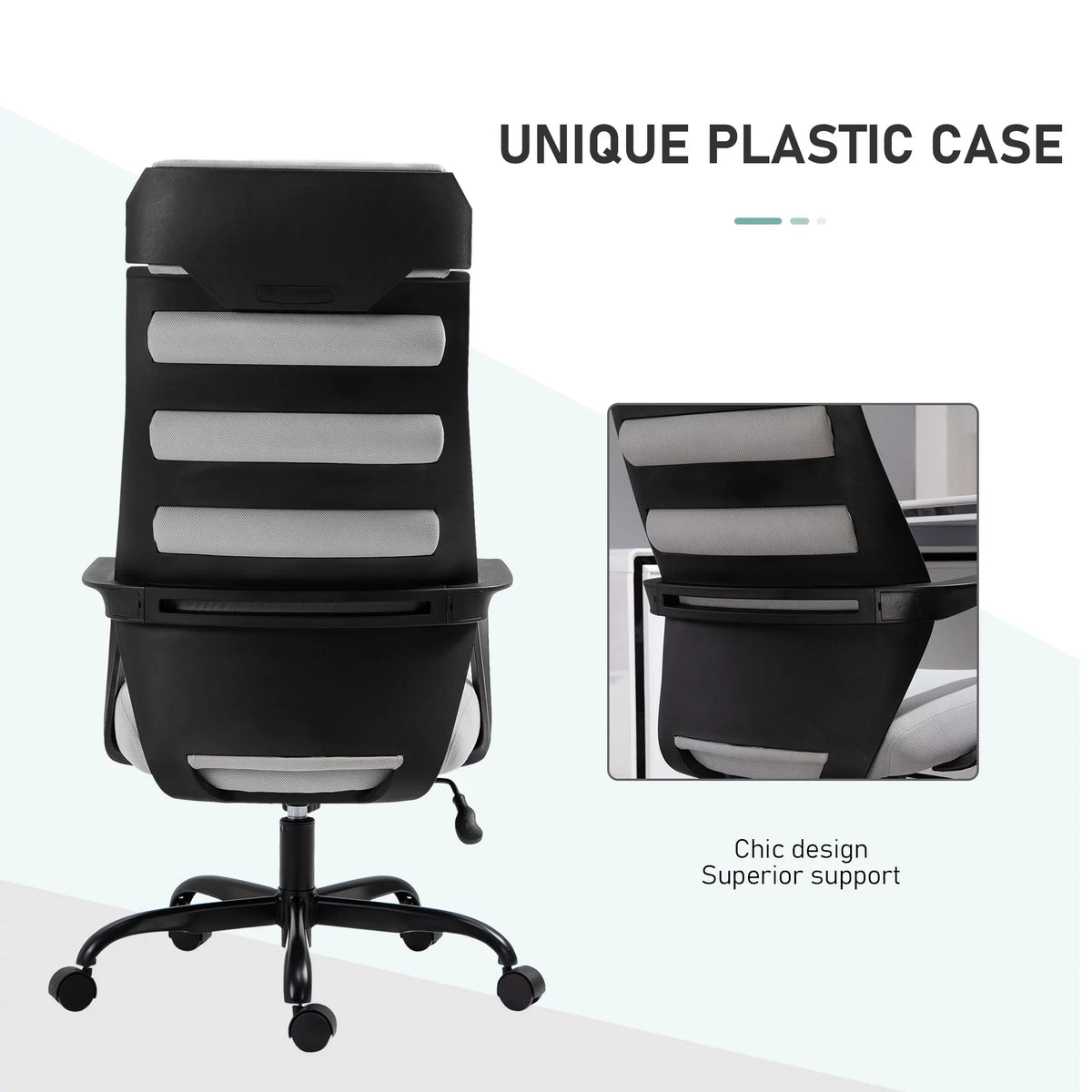 Vinsetto 26.75 In Executive Chair With Swivel & Adjustable Height, 275 Lb. Capacity, Grey