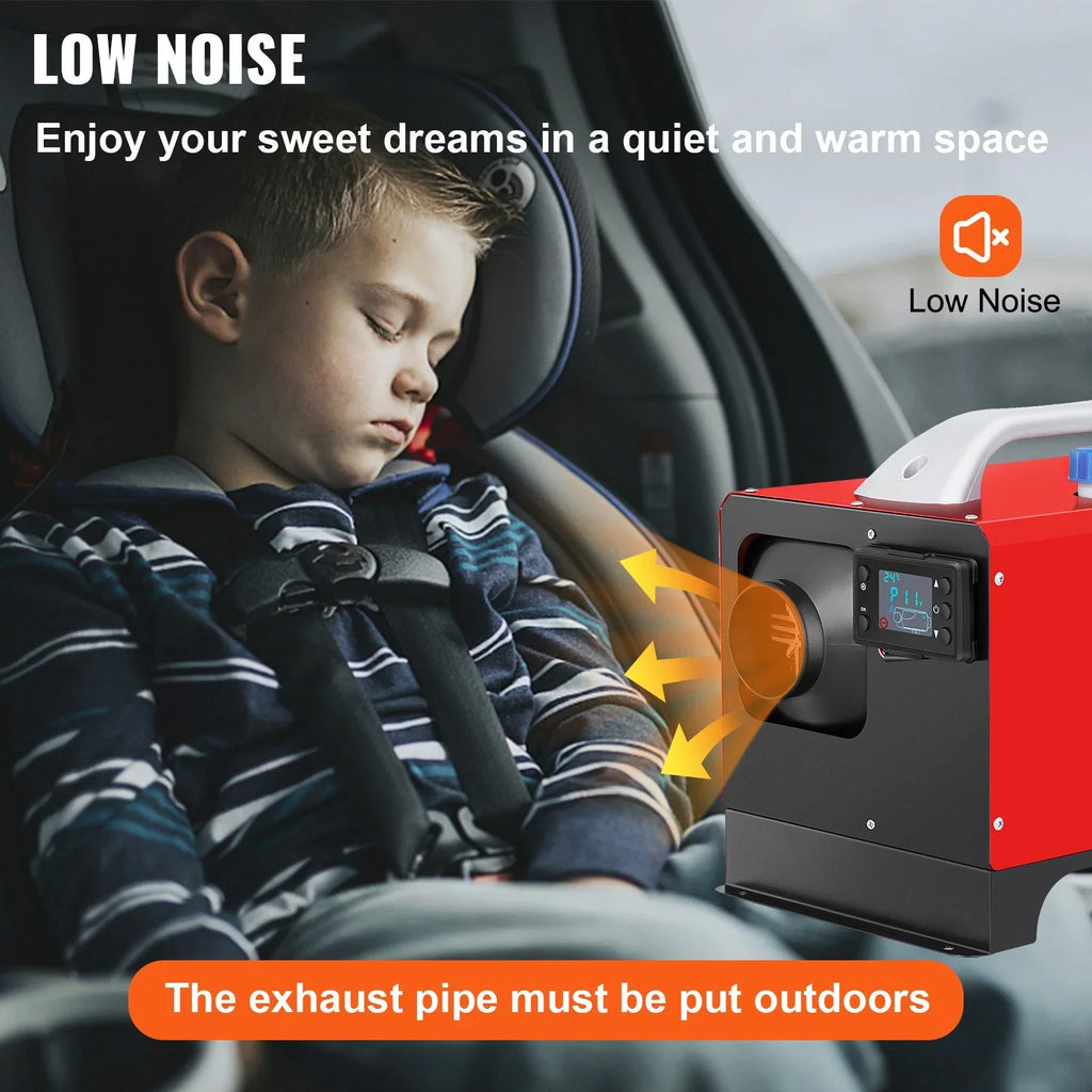 Vevor Diesel Air Heater, 5Kw 12V Parking Heater, Mini Truck Heater, Single Outlet Hole, With Black Lcd, Remote Control, Fast Heating Diesel Heater, For Rv Truck, Boat, Bus, Car Trailer, Motorhomes