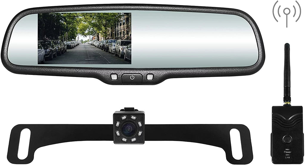 170° OEM Master Cars LCD for 4.3” Screen, Transmitter Tailgaters View with Wireless Mirror & Camera - Kit Rear Waterproof Backup Universal All Fit LED
