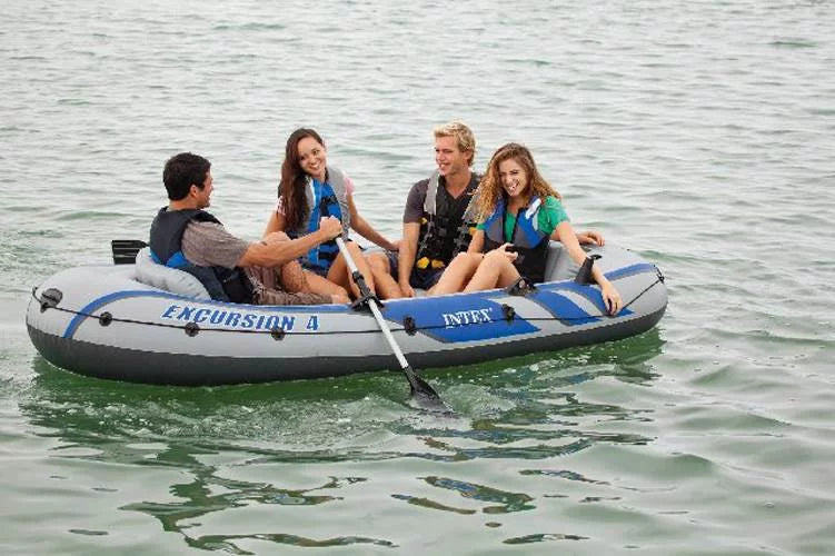 Person 2 4 and Rafting with Boat Fishing Set (Refurbished) Inflatable Excursion Intex Oars