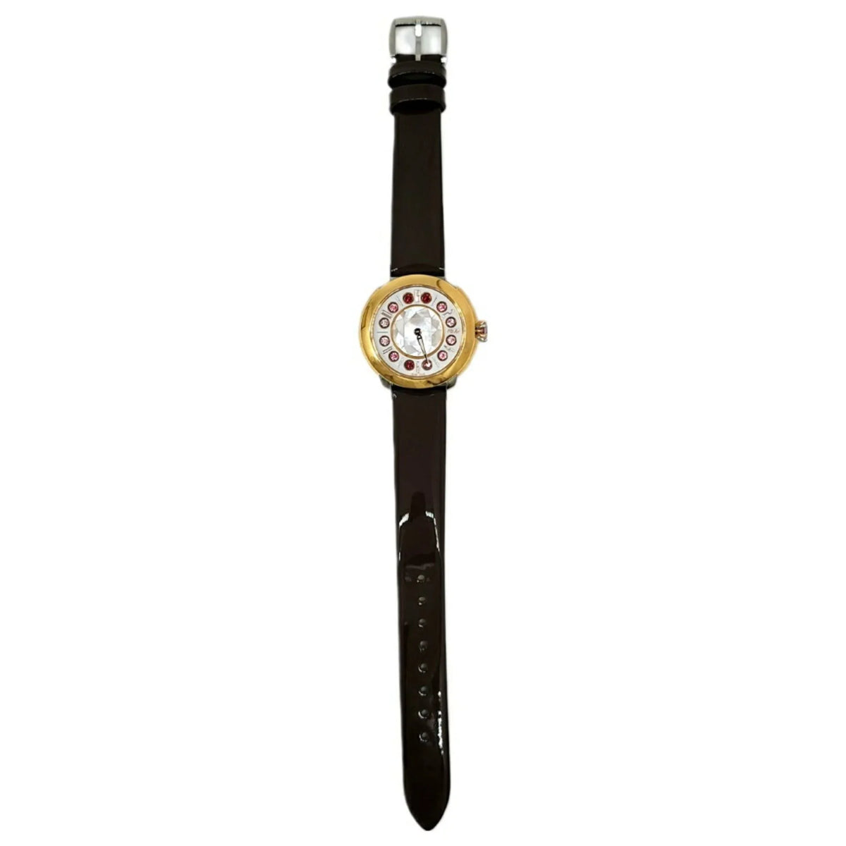 Pre-Loved Fendi Fendi Eye Shine Enamel Belt Ss 3 Colors Quartz Brown Watch Clock Fashionable Shell Black Spinel Topaz Women'S (Like New)